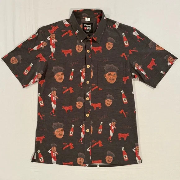 Shinesty x NFLPA Patrick Mahomes Hawaiian Shirt Mens Small Kansas City Chiefs - Picture 1 of 6